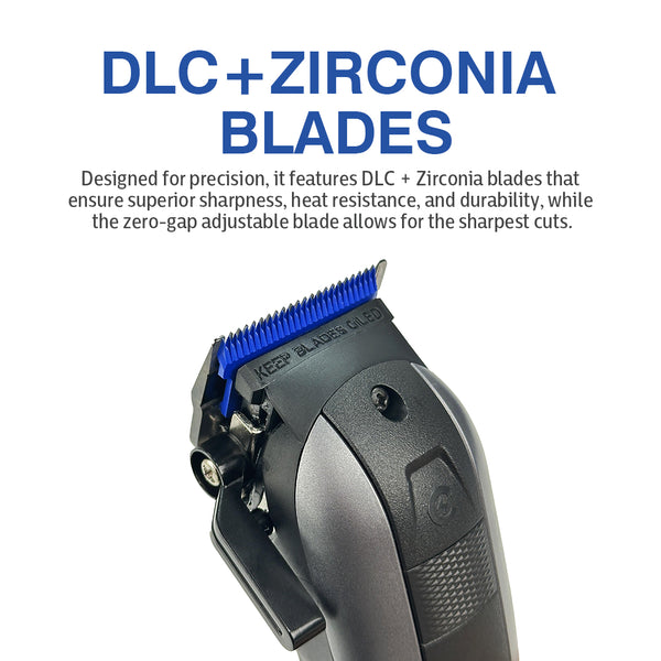 Caliber 10mm Clipper with Cordless Power, Zero-Gap Precision, and Zirconia Blades for Professional-Grade Cutting