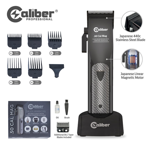 Caliber .50 Cal Mag Professional Hair Clipper with High Speed Japanese Linear Motor  Limited Edition, Black