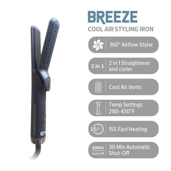 Caliber Breeze 2 in 1 Professional Flat Iron with Cool Air System and Gridiron Professional Straightening Combo