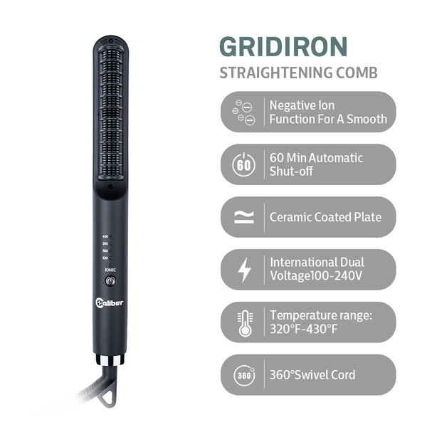 Caliber Breeze 2 in 1 Professional Flat Iron with Cool Air System and Gridiron Professional Straightening Combo