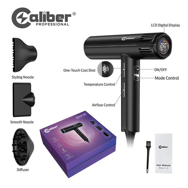 Caliber Quasar 3.0 Professional High-Speed Plasma Ionic Hair Dryer